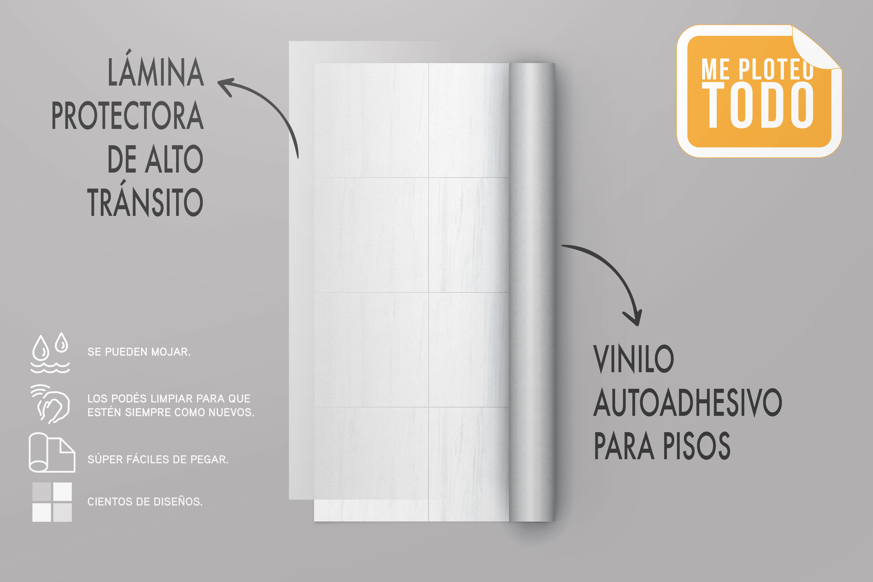 Cerámica blanca con vetas grises - Imagen 2