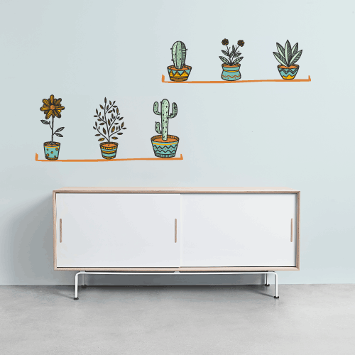 Estantes con plantas