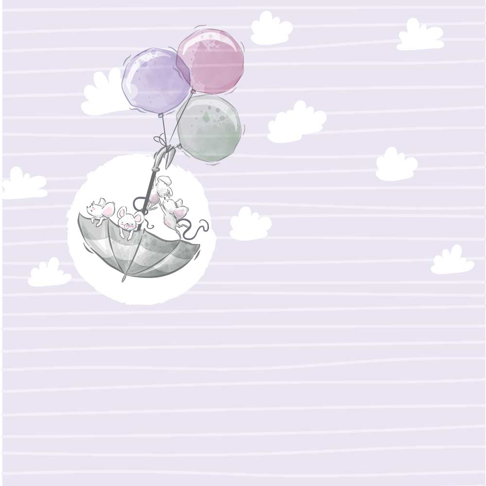 Ratones en paraguas con globos - Imagen 2