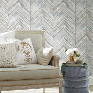 Tablones espiga de madera celeste pintada